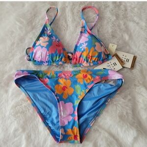 BILLABONG BRAND NEW SUMMER FIELD SLIDE TALL TRIANGLE BIKINI TOP AND BOTTOM M